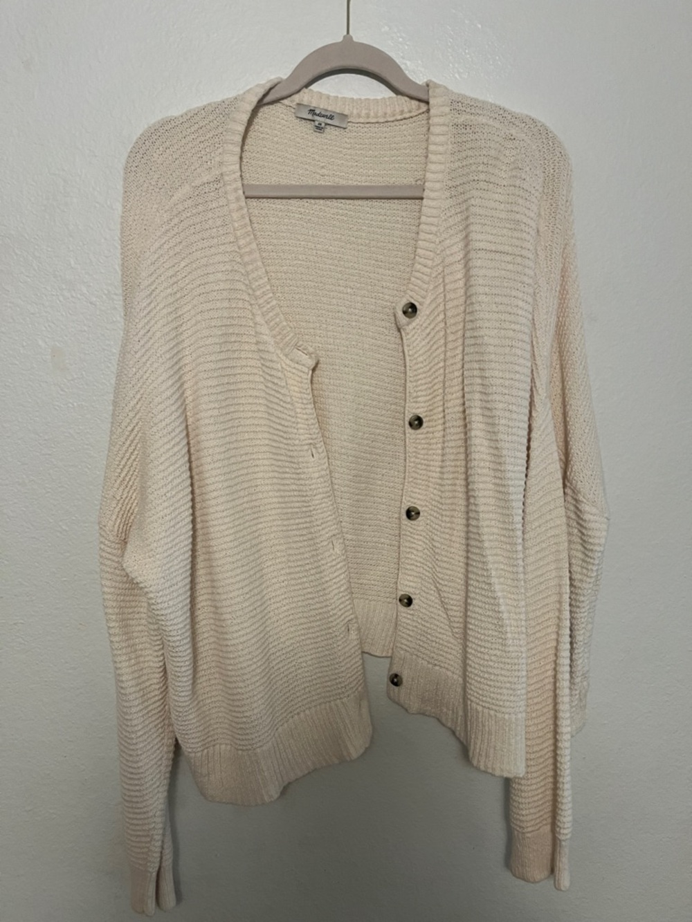 Madewell Cream Button-Up Knit Cardigan